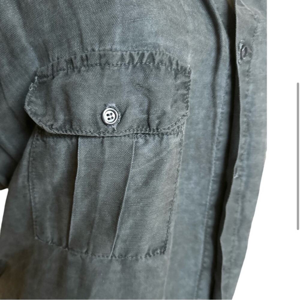 NSF Charcoal Gray Denim Belted Raw Hem Collared Shirt Dress – Size Medium - Picture 5 of 11
